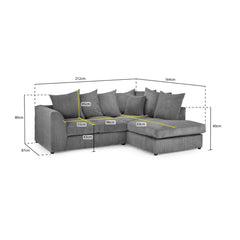 Harley Jumbo Right Hand Facing Corner Sofa in Grey