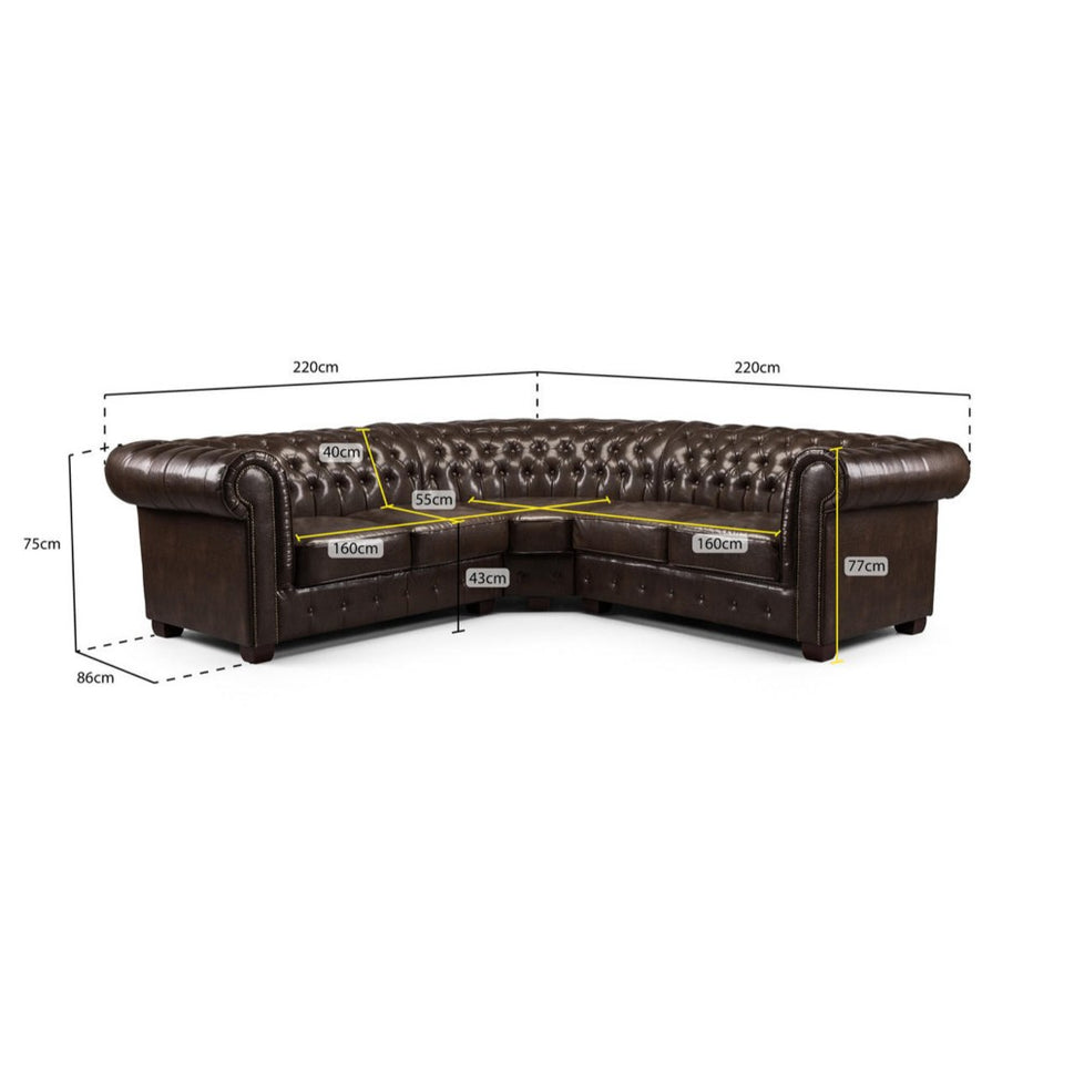 Chesterfield Large Corner Sofa in Antique Brown