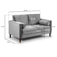 Harper 2 Seater Sofa in Plush Grey