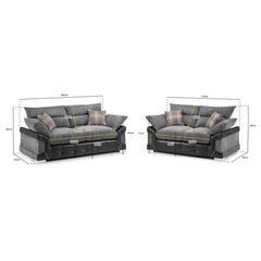 Logan 3+2 Sofa in Black/Grey