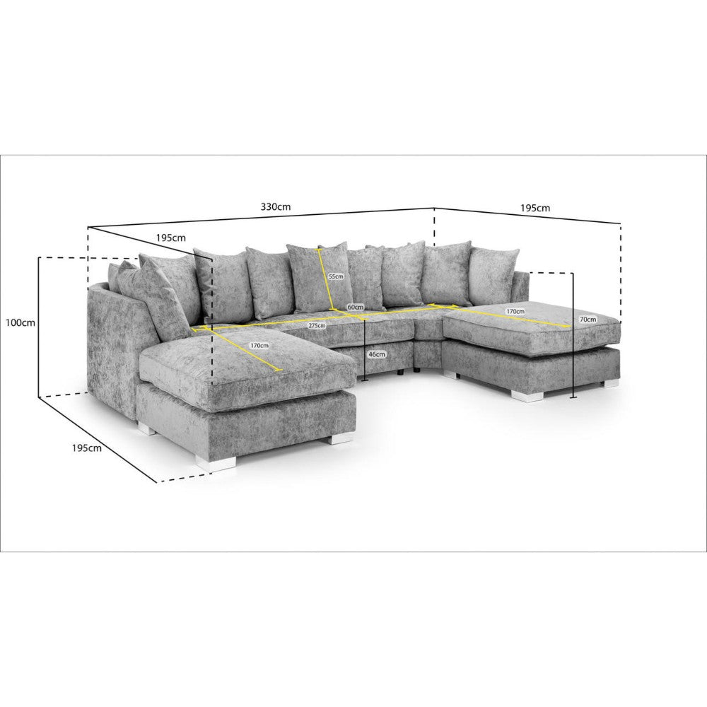 Bishop Scatterback U Shape Corner Sofa in Platinum