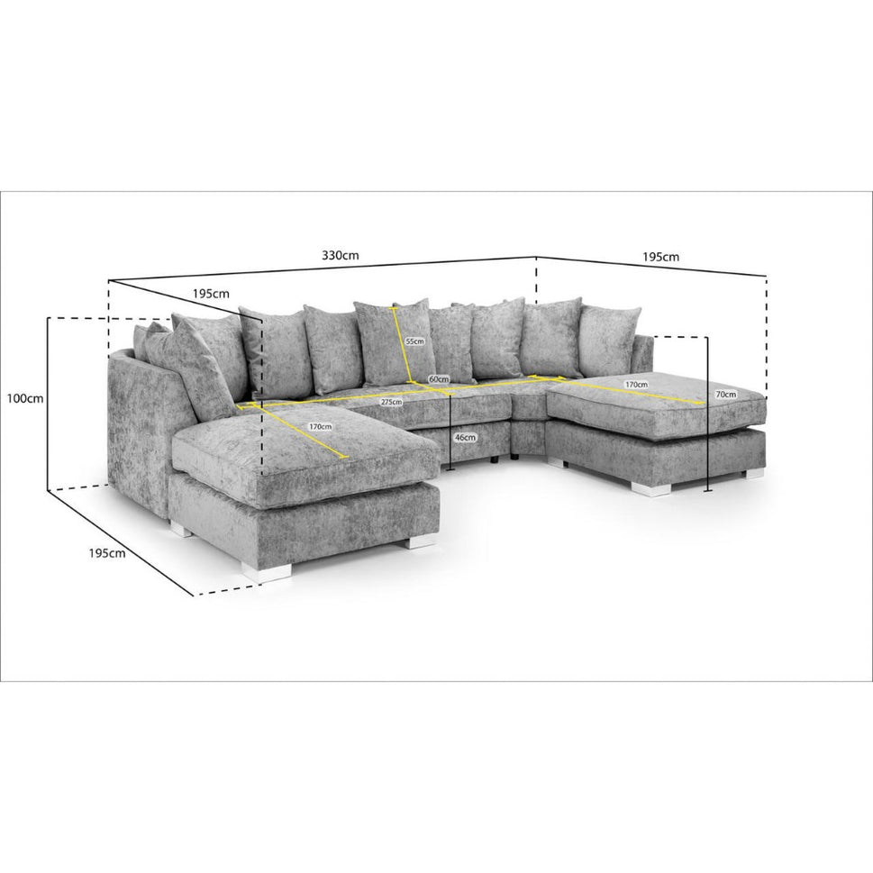 Bishop Scatterback U Shape Corner Sofa in Platinum
