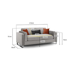 Kingston 3 Seater Sofa in Grey