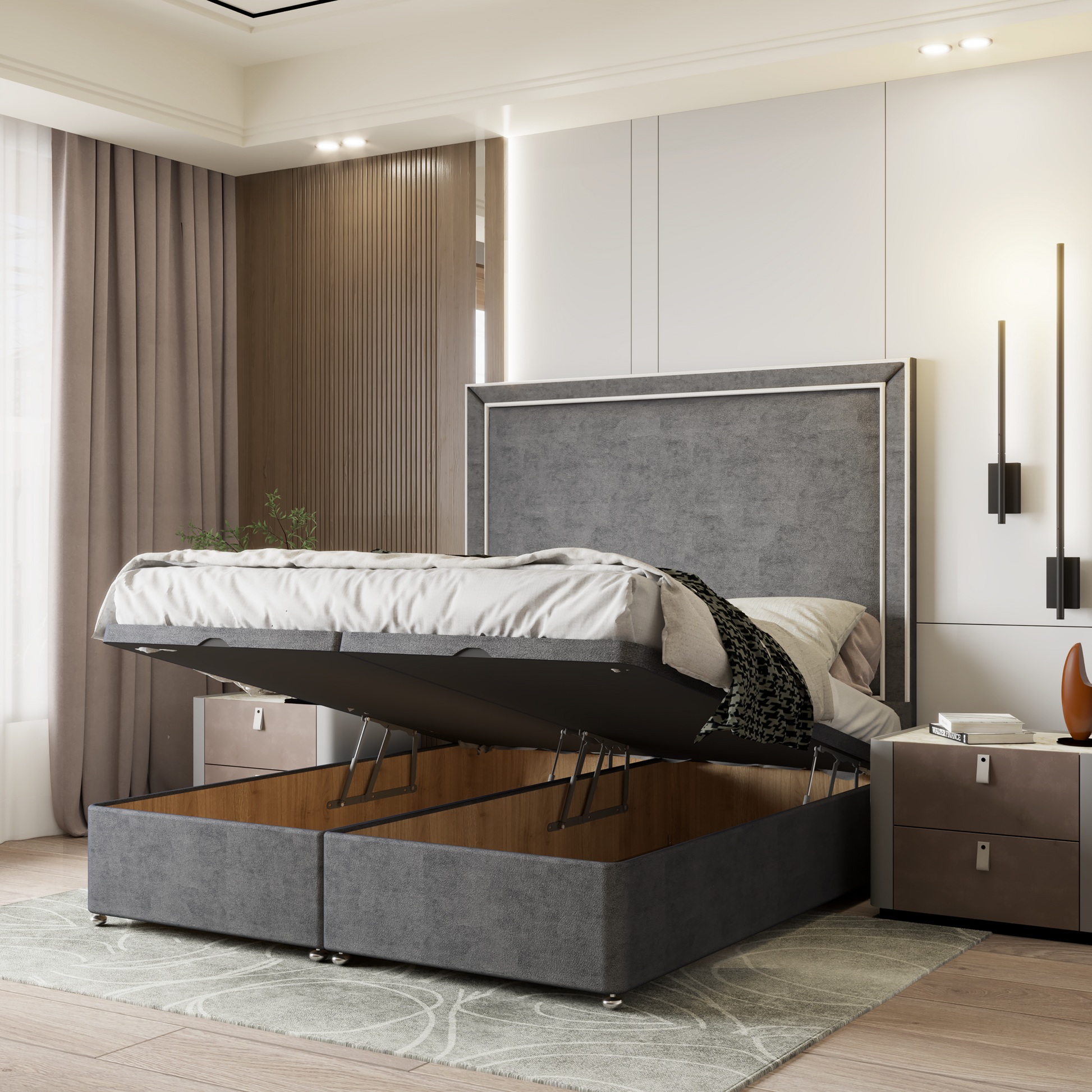 Premium Piping Ottoman Divan Bed