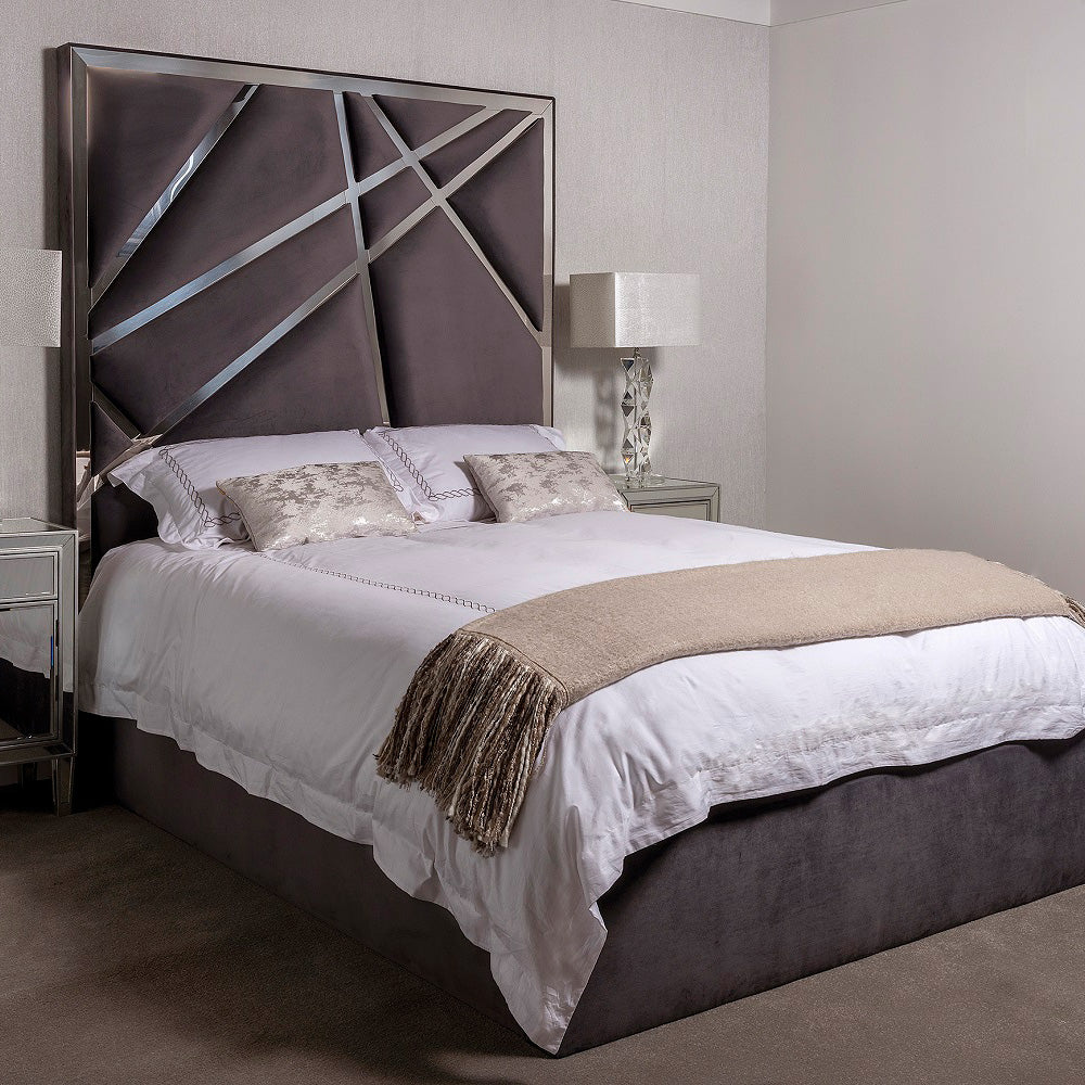 Oliver & Sons The Shard Metal Bedframe Chrome