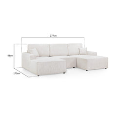 Leo Cinema Sofa U Shape Corner in Beige