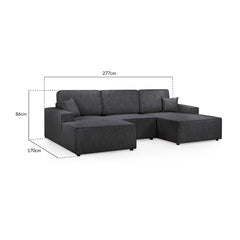 Leo Cinema Sofa U Shape Corner in Black