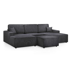 Leo Cinema Sofa U Shape Corner in Black