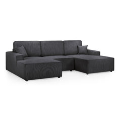 Leo Cinema Sofa U Shape Corner in Black