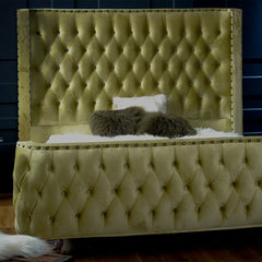 Olympia Olive Green Fabric Bedframe