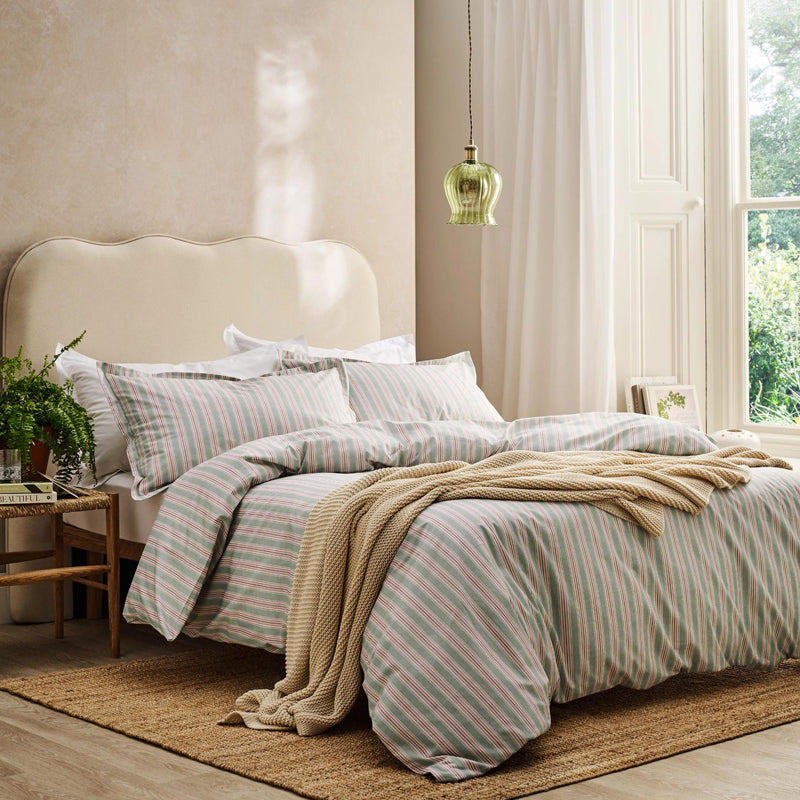 Calder Stripe Double Duvet Set- Pink