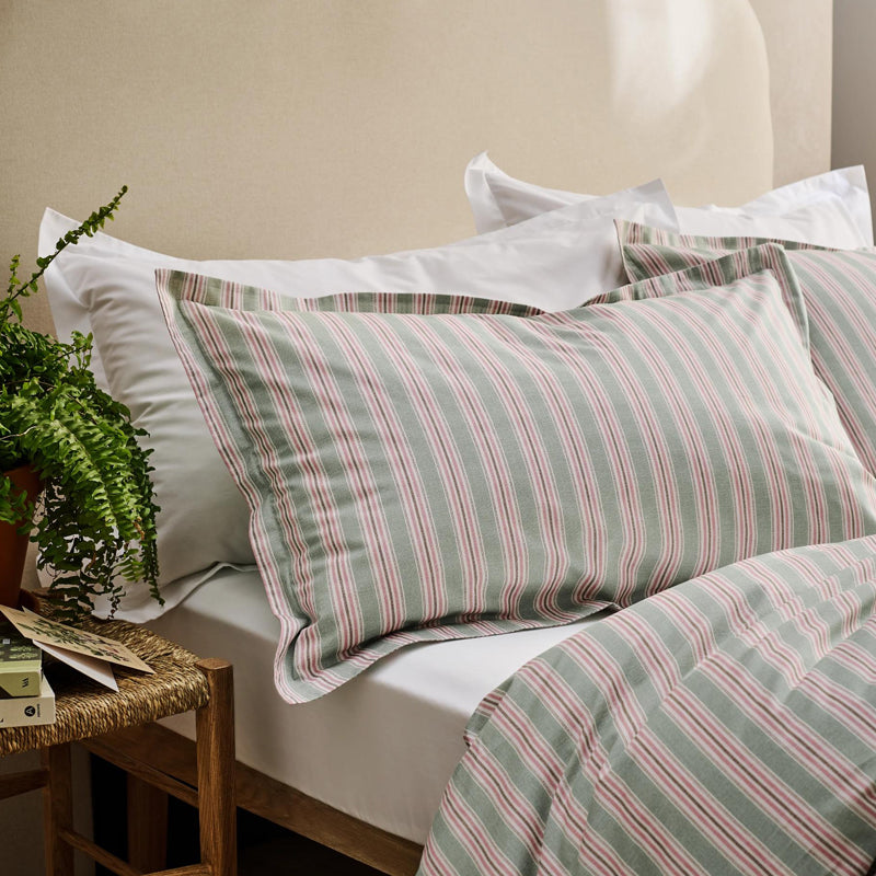 Calder Stripe Double Duvet Set- Pink