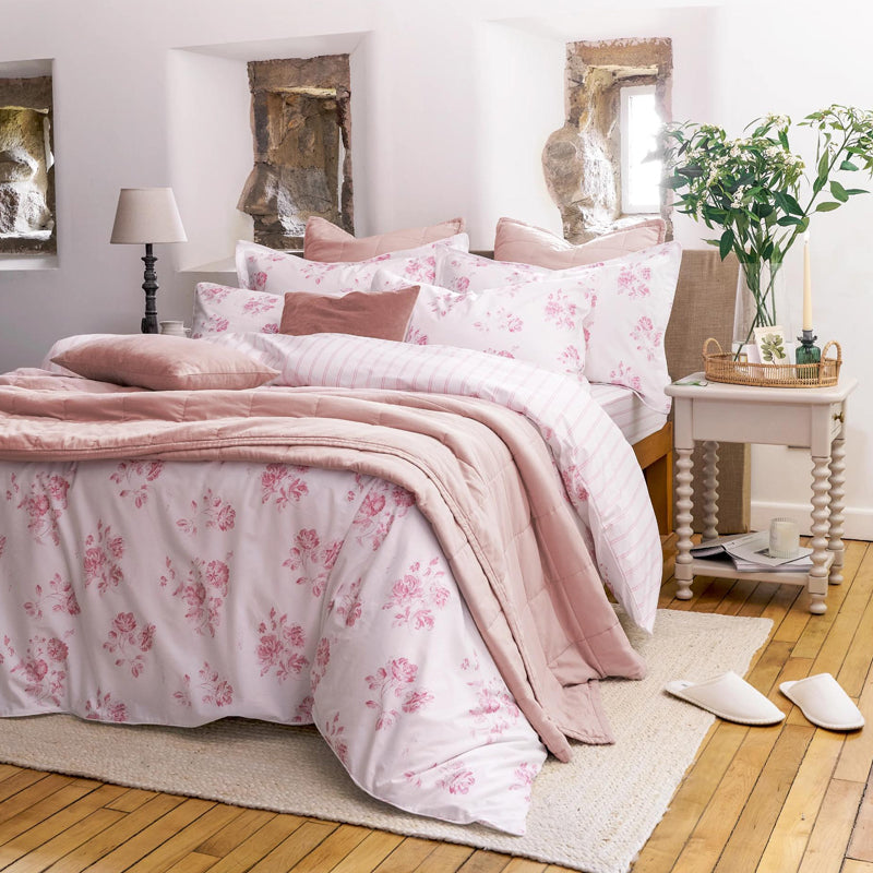 Laundered Cotton Bedspread -Pink