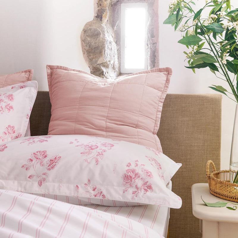 Laundered Cotton Bedspread -Pink