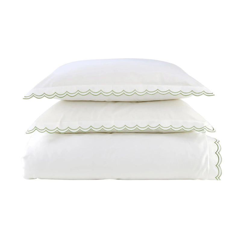 Scallop Edge King Duvet Set- Matcha