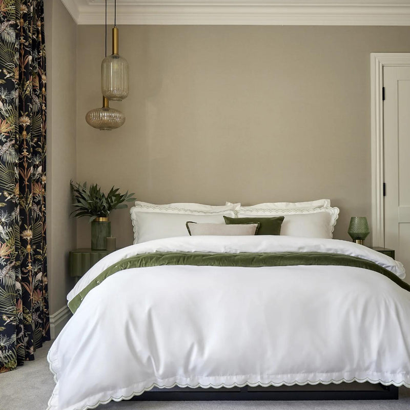 Scallop Edge King Duvet Set- Matcha