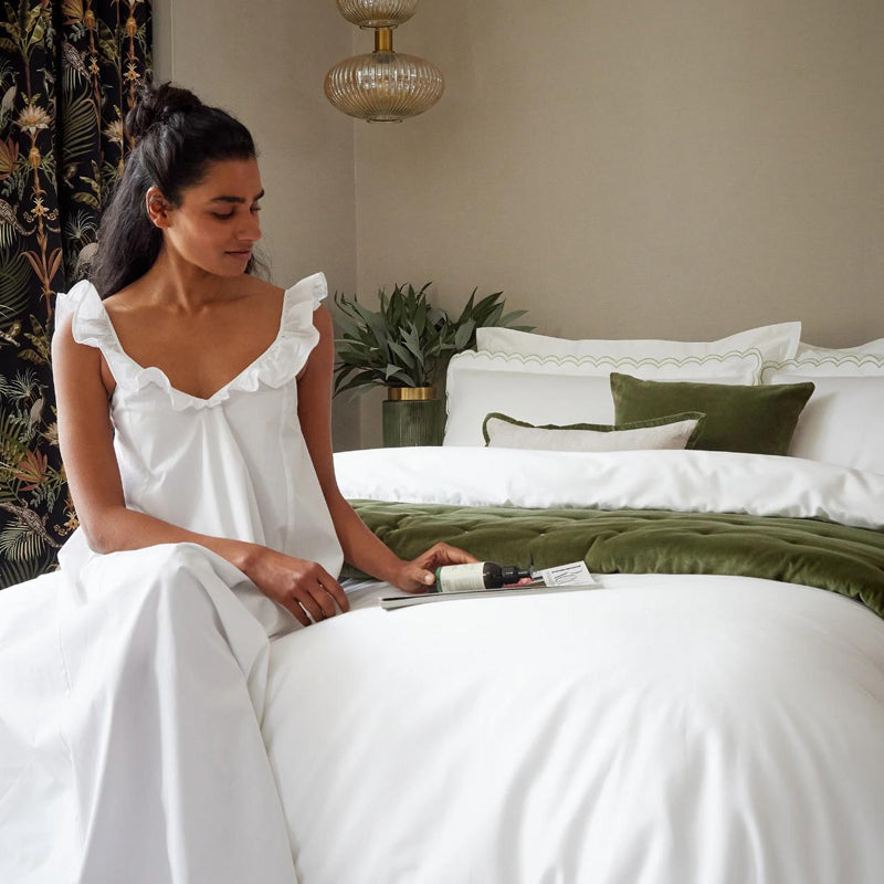 Scallop Edge King Duvet Set- Matcha